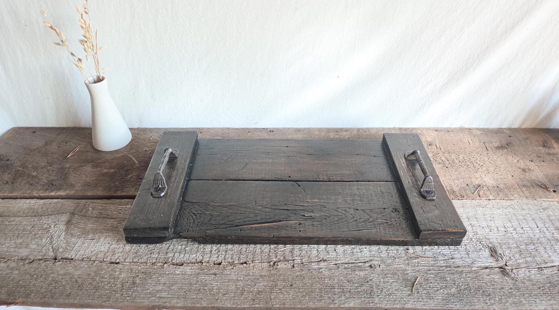 Reclaimed Wood Coffee Table Tray | Large Ottoman Tray | Rustic Centerpiece