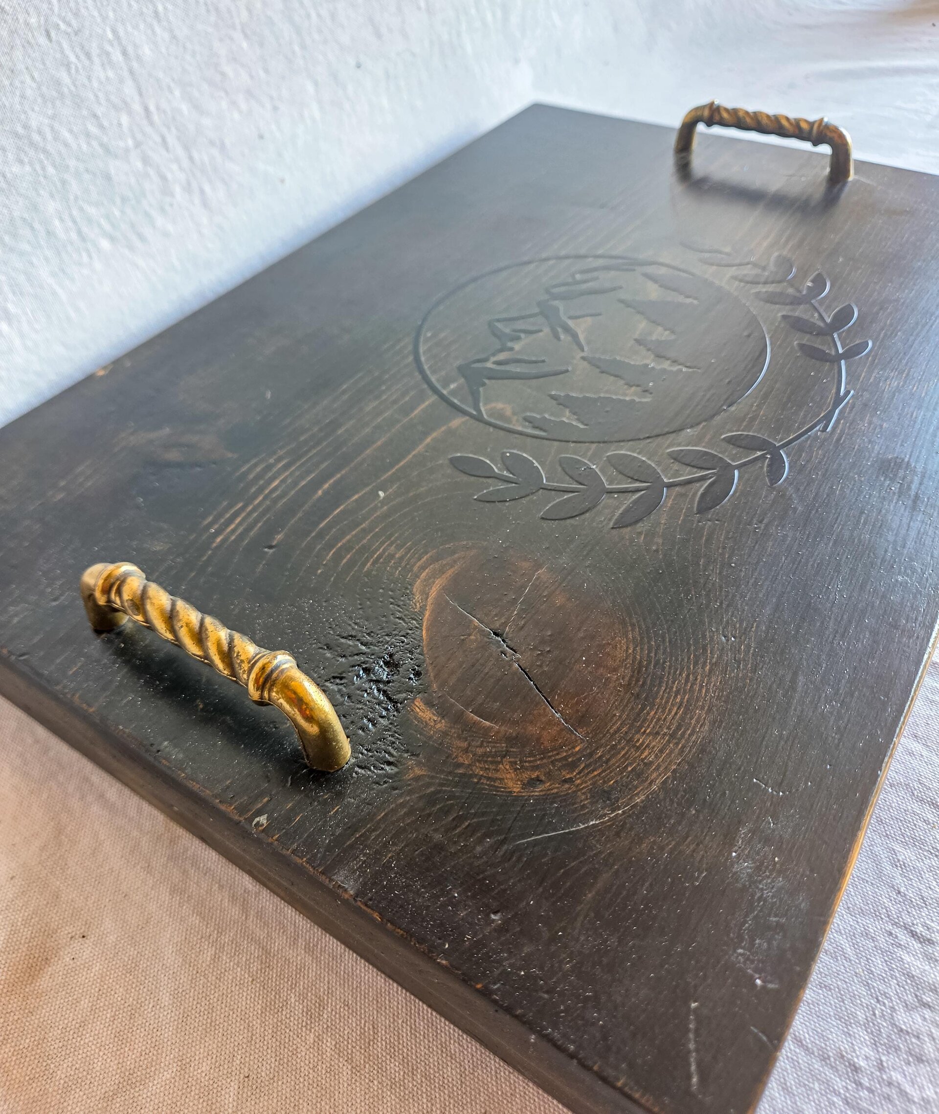 Coffee Table Tray | Reclaimed Wood Mountain Design | Rustic Western Decor