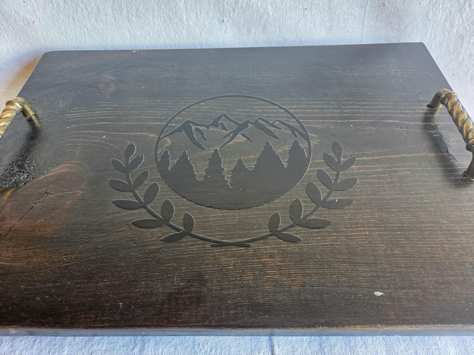 Coffee Table Tray | Reclaimed Wood Mountain Design | Rustic Western Decor
