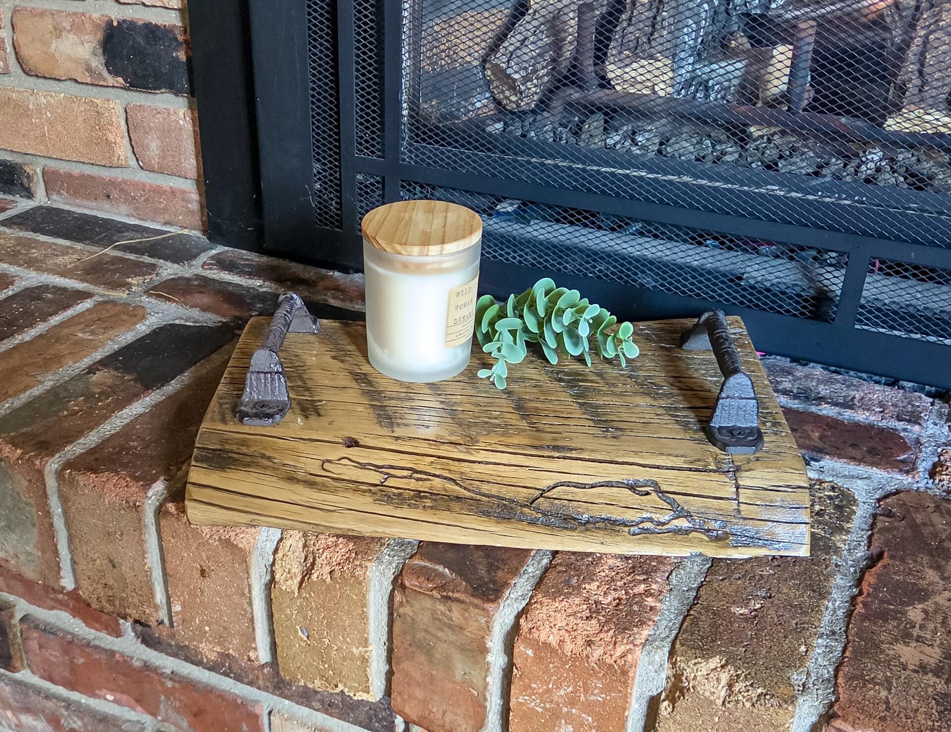 Reclaimed Wood Serving Tray | Decorative Tray for Ottoman | Rustic Centerpiece