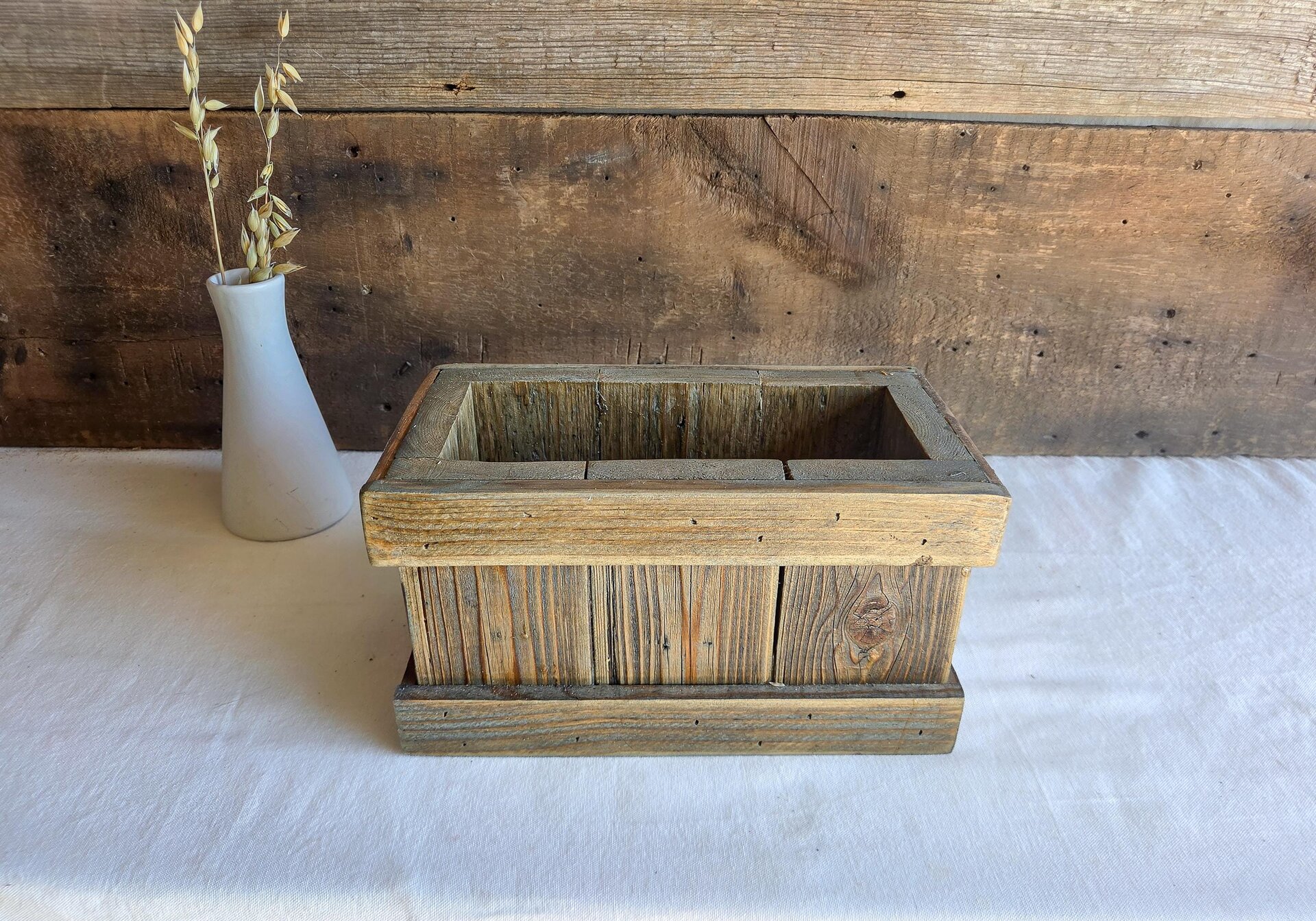 Rustic Reclaimed Wood Centerpiece Box | Farmhouse Table Decor | Wooden Decorative Caddy | Wyoming Handmade