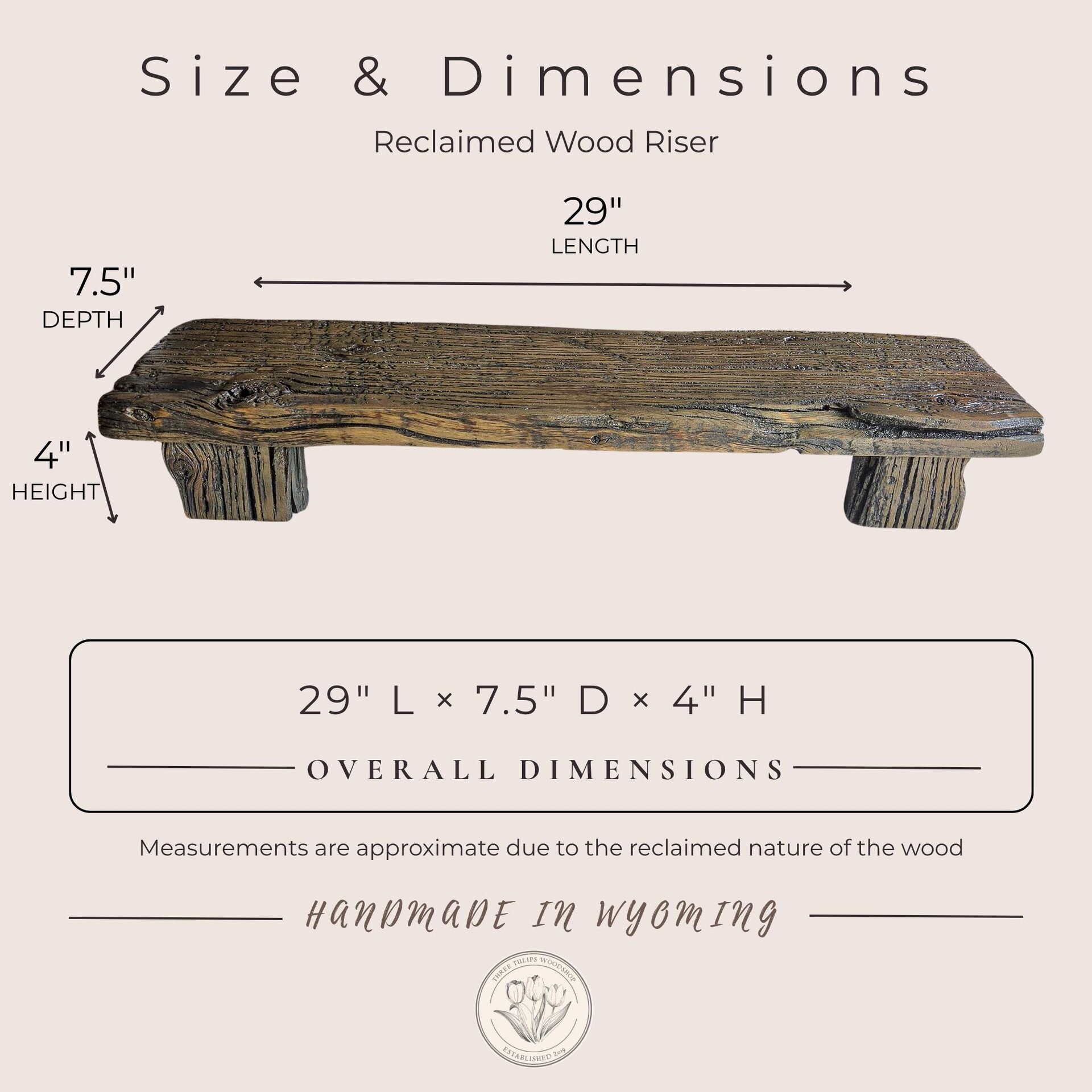 Reclaimed Wood Riser | Rustic Tabletop Stand | Farmhouse Kitchen Decor | Handmade in Wyoming