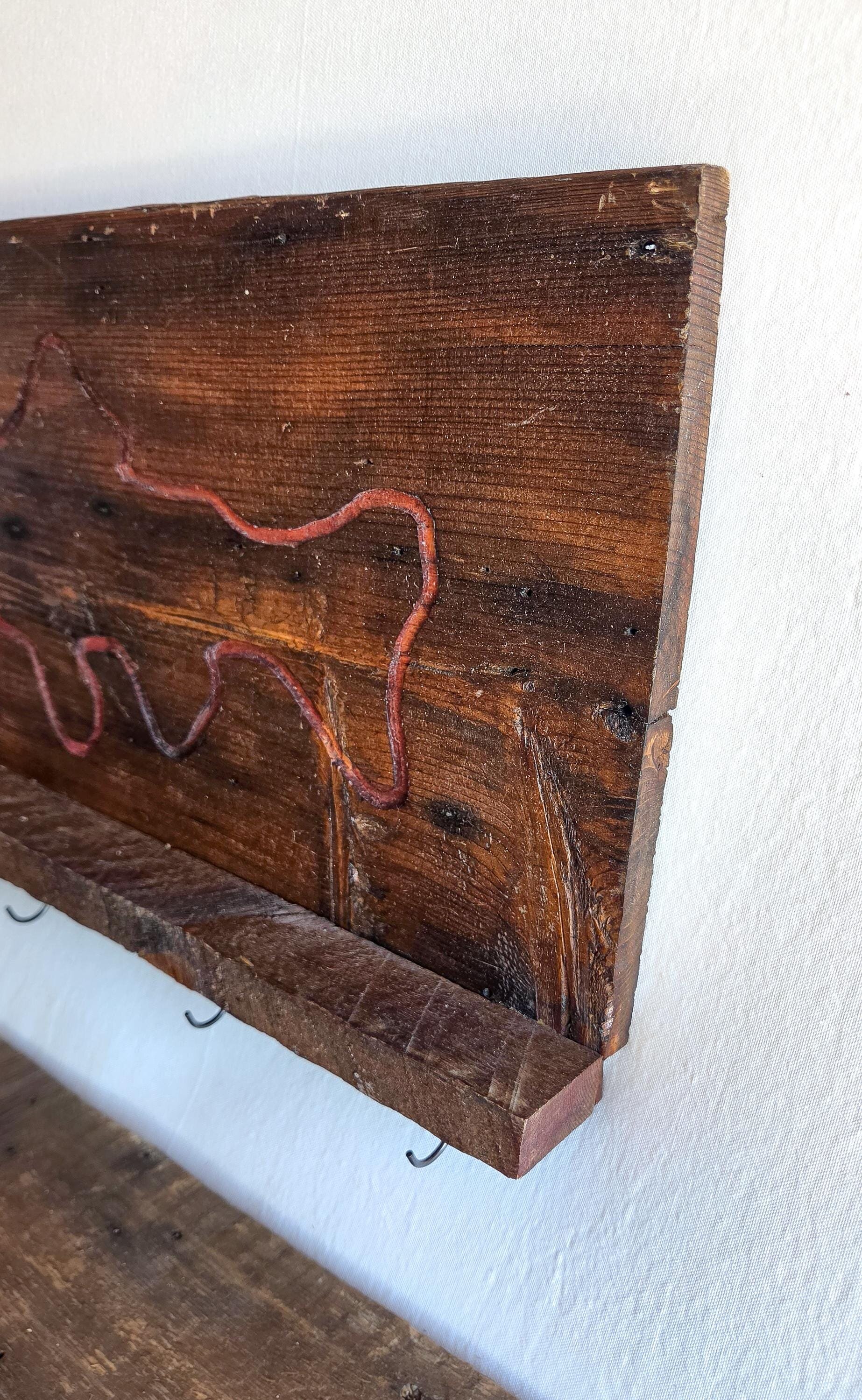Handmade Reclaimed Wood Trout Wall Shelf | Rustic Fishing Cabin Decor