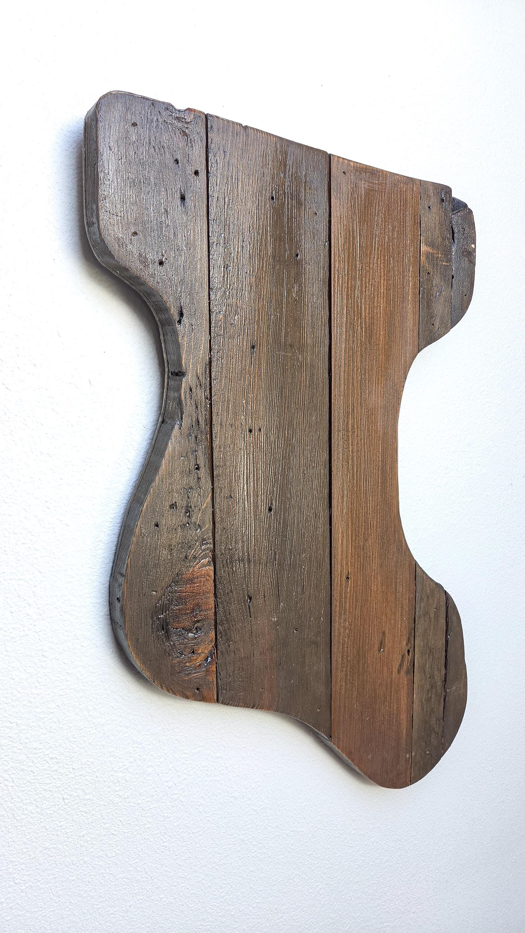 Reclaimed Wooden Christmas Stocking | Rustic Western Holiday Wall Decor