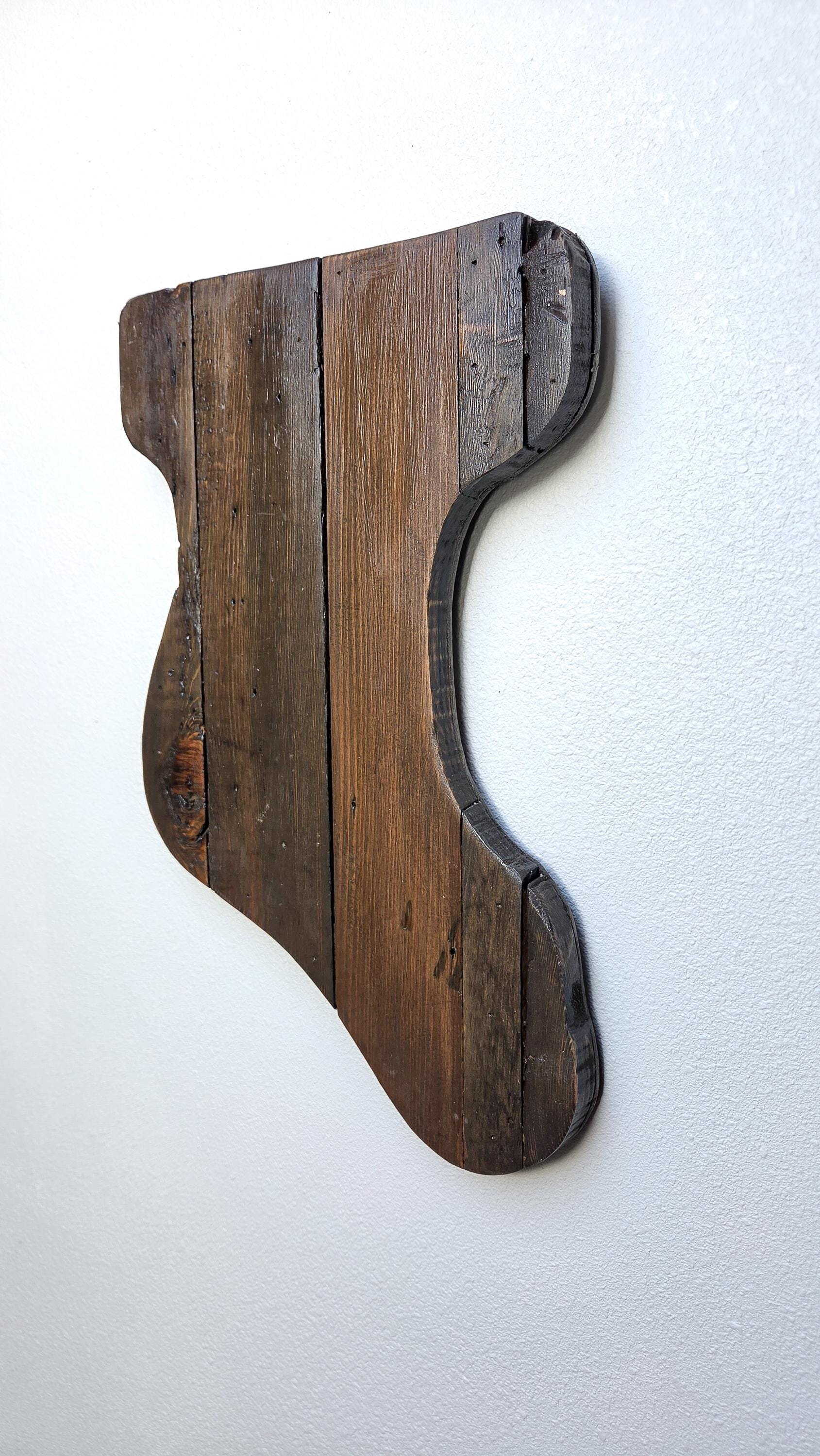 Reclaimed Wooden Christmas Stocking | Rustic Western Holiday Wall Decor