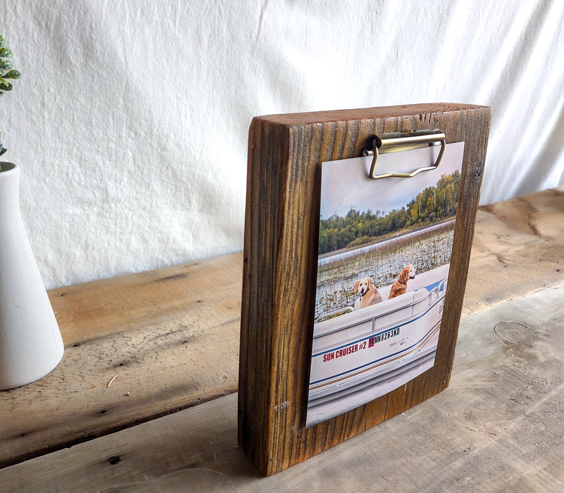 Reclaimed Wooden Photo Block (Vertical) | Rustic Picture Display Stand | Wood Photo Clip