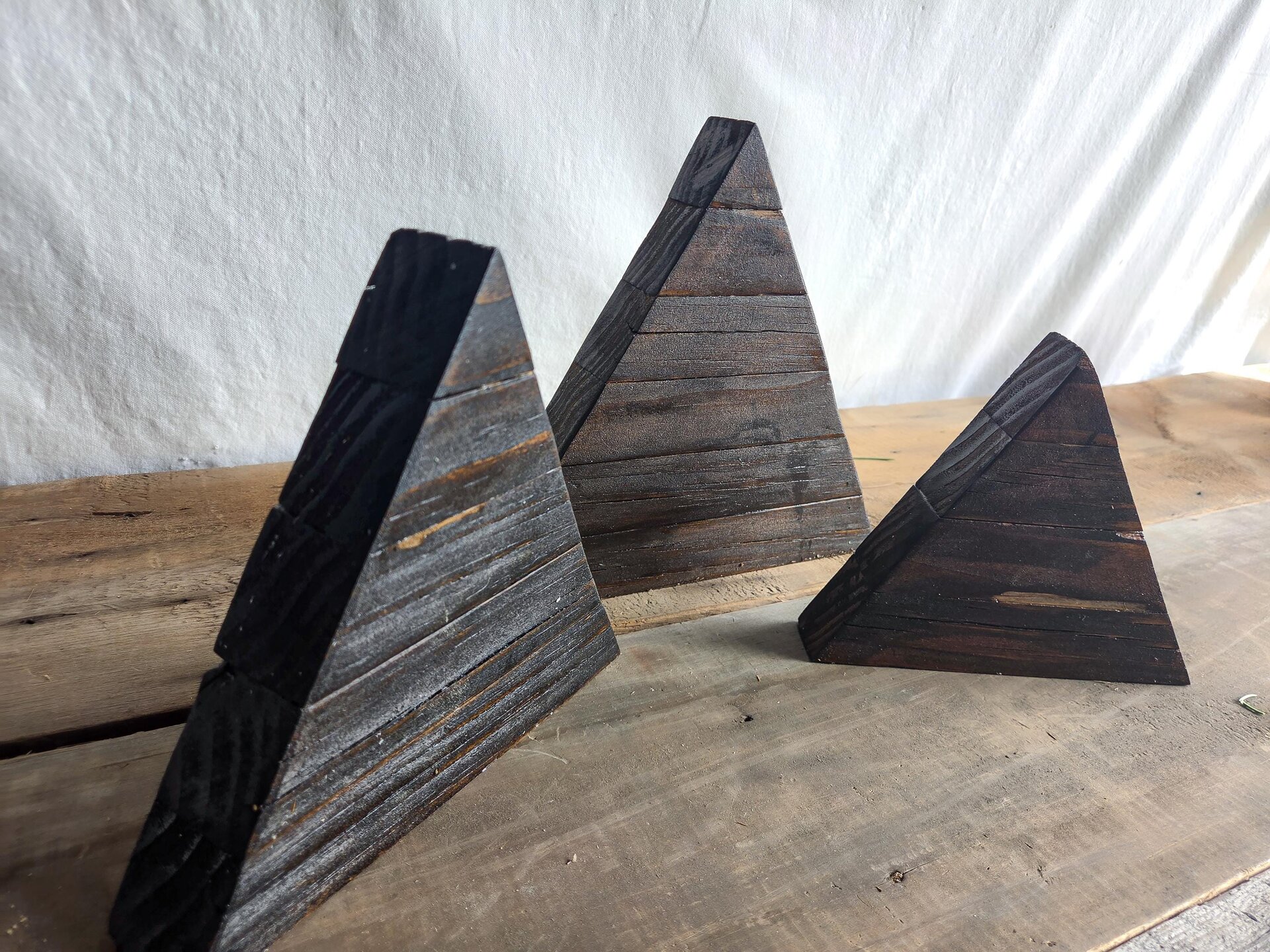 Handmade Reclaimed Wood Mountain Set | Rustic Wyoming Decor (Set of 3)