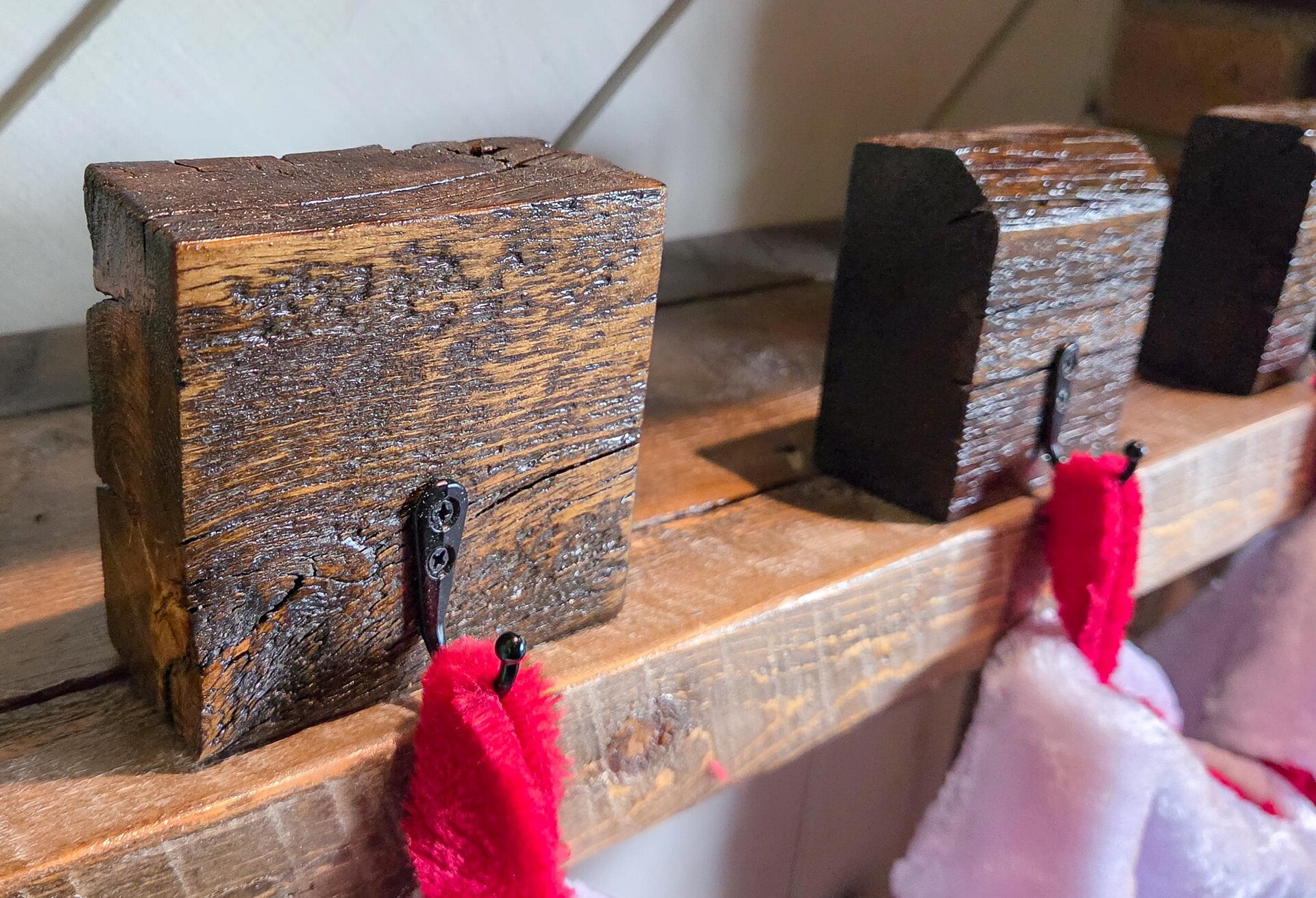 Christmas Stocking Hooks | Reclaimed Wood Stocking Holders | Rustic Holiday Decor