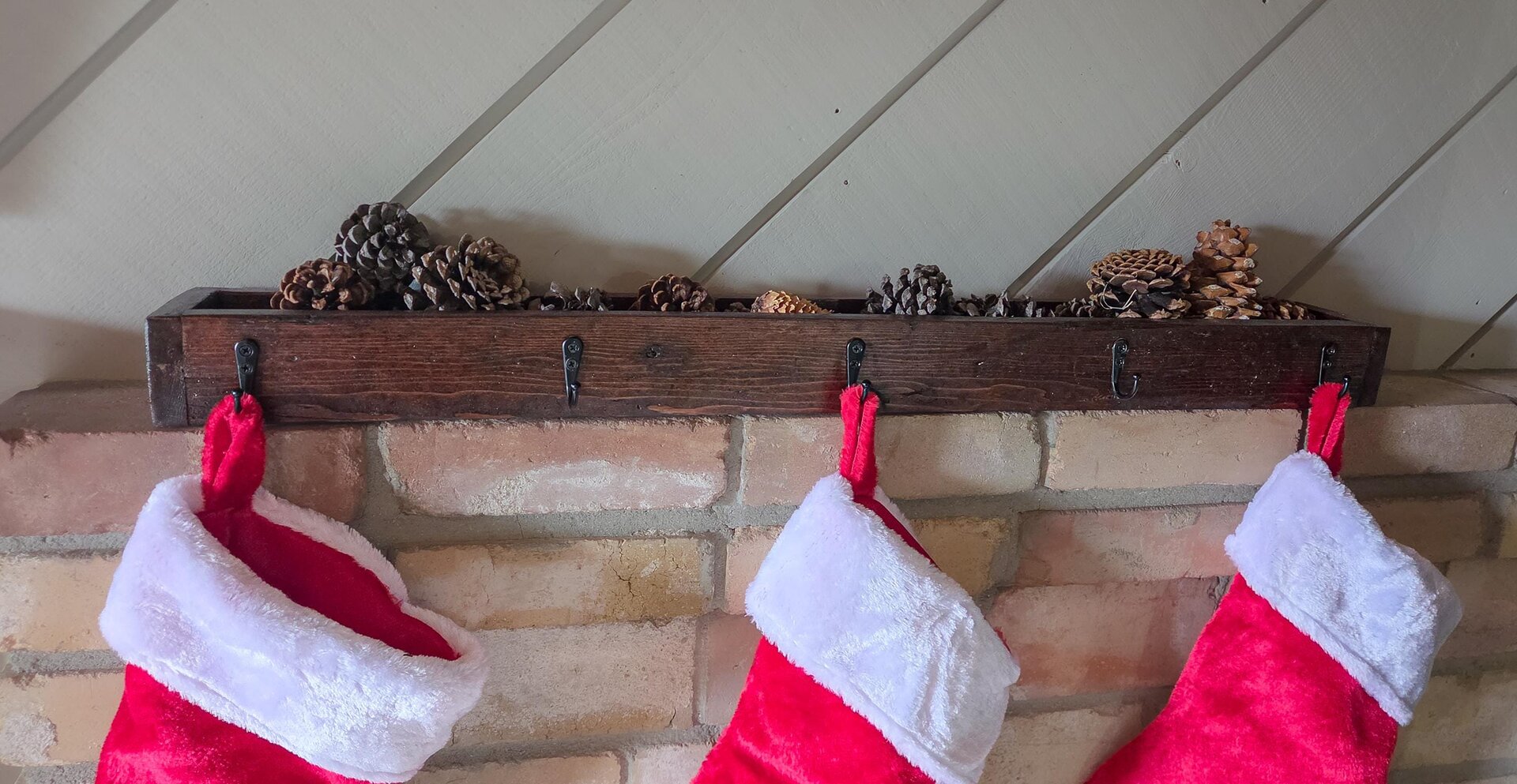 Reclaimed Wood Christmas Stocking Hooks | Rustic Christmas Mantel Decor