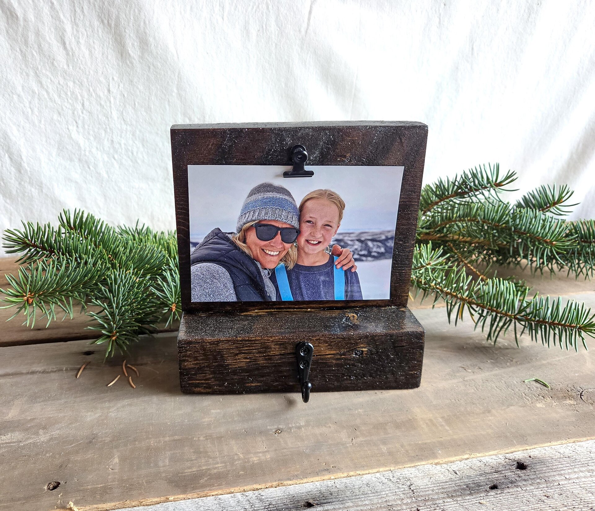 Reclaimed Christmas Stocking Hooks | Rustic Holiday Mantel Decor | Wooden Photo Stocking Hanger