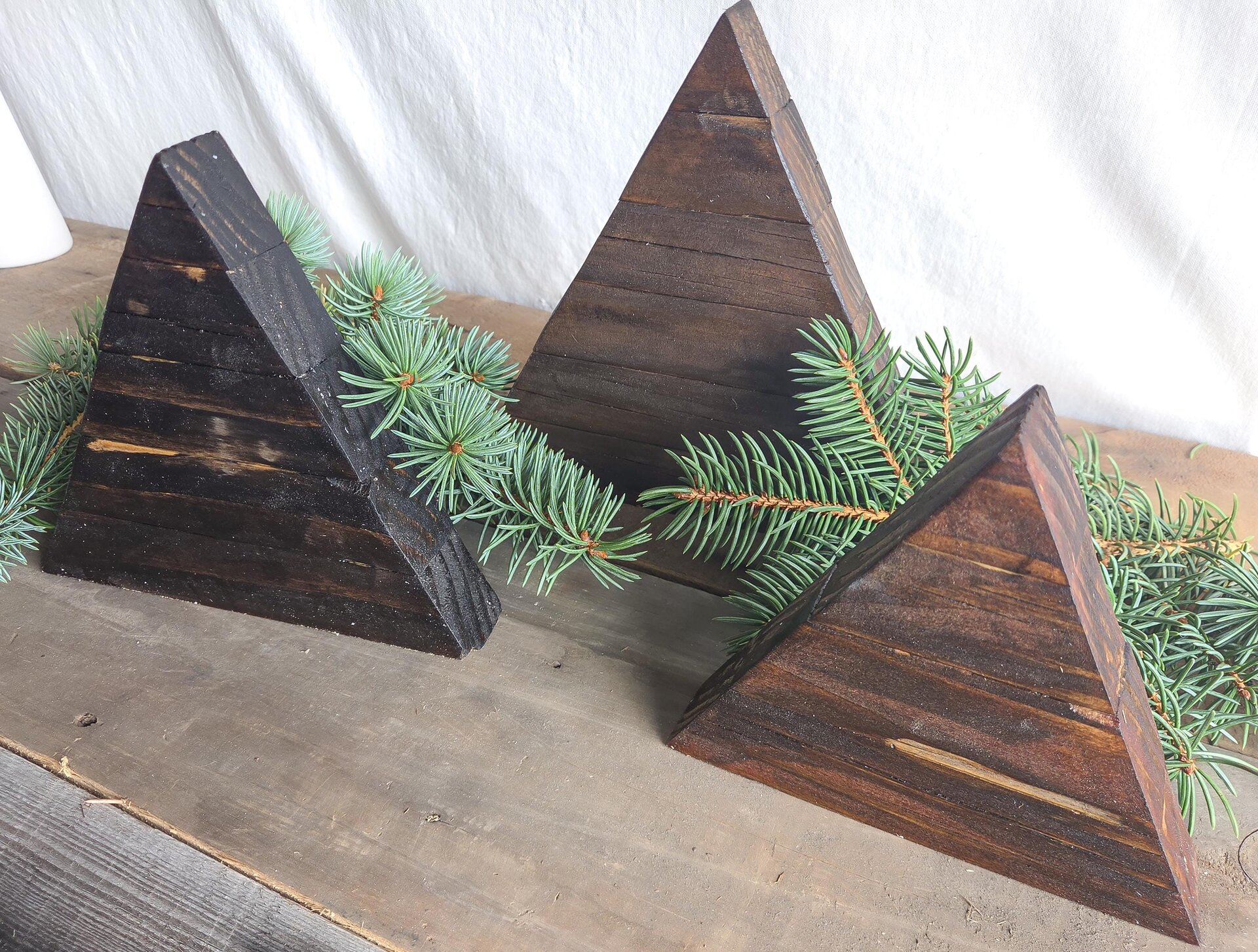 Handmade Reclaimed Wood Mountain Set | Rustic Wyoming Decor (Set of 3)