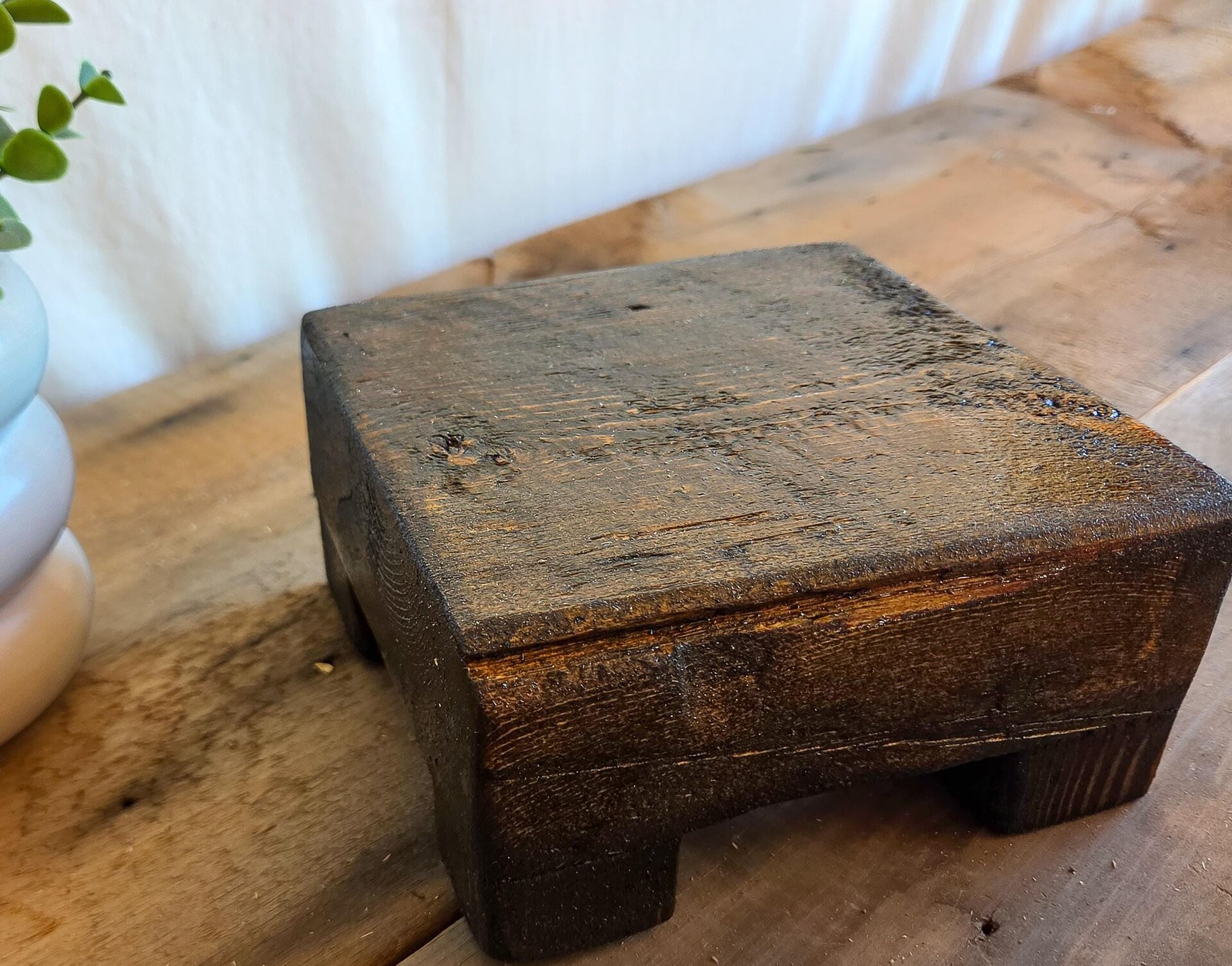 Reclaimed Wood Riser | Rustic Farmhouse Display Stand | Handmade Wyoming Decor