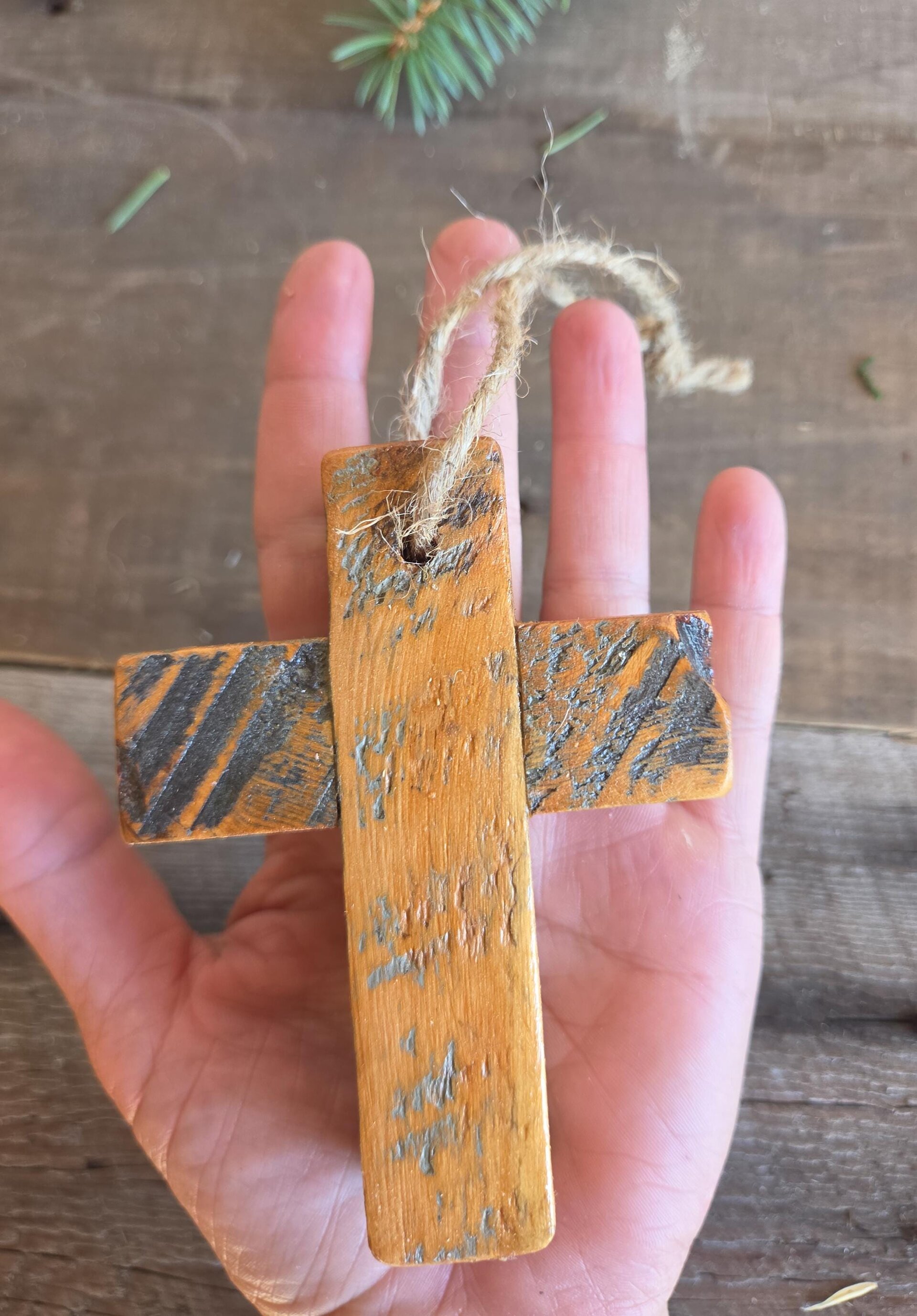 Reclaimed Wood Cross Ornament | Rustic Christmas Ornament | Handmade Christian Decor
