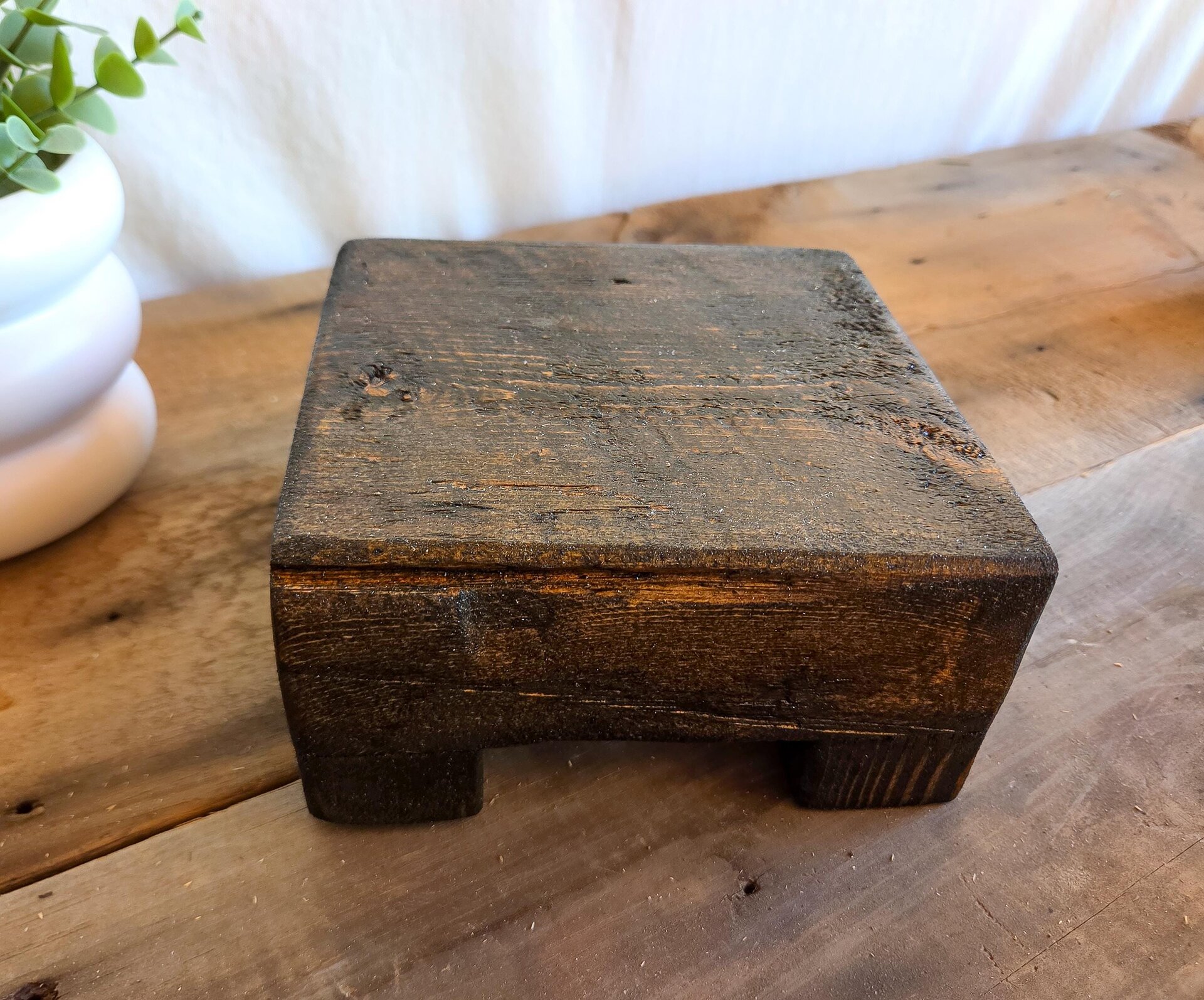 Reclaimed Wood Riser | Rustic Farmhouse Display Stand | Handmade Wyoming Decor