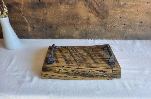 Reclaimed Wood Serving Tray | Decorative Tray for Ottoman | Rustic Centerpiece
