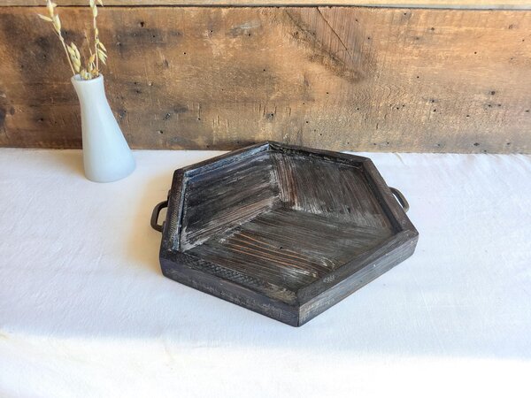Coffee Table Tray | Reclaimed Wood Hexagon | Rustic Western Decor
