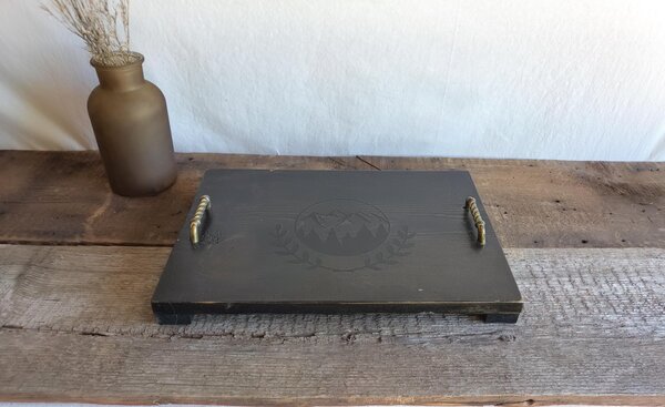 Coffee Table Tray | Reclaimed Wood Mountain Design | Rustic Western Decor
