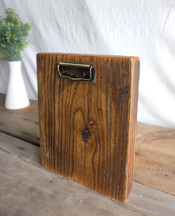 Reclaimed Wooden Photo Block (Vertical) | Rustic Picture Display Stand | Wood Photo Clip